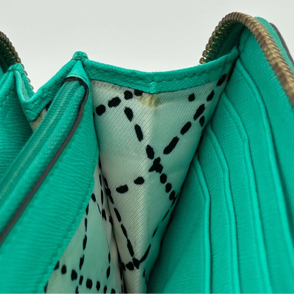 Kate Spade New York Turquoise Teal Leather zip-around Wallet